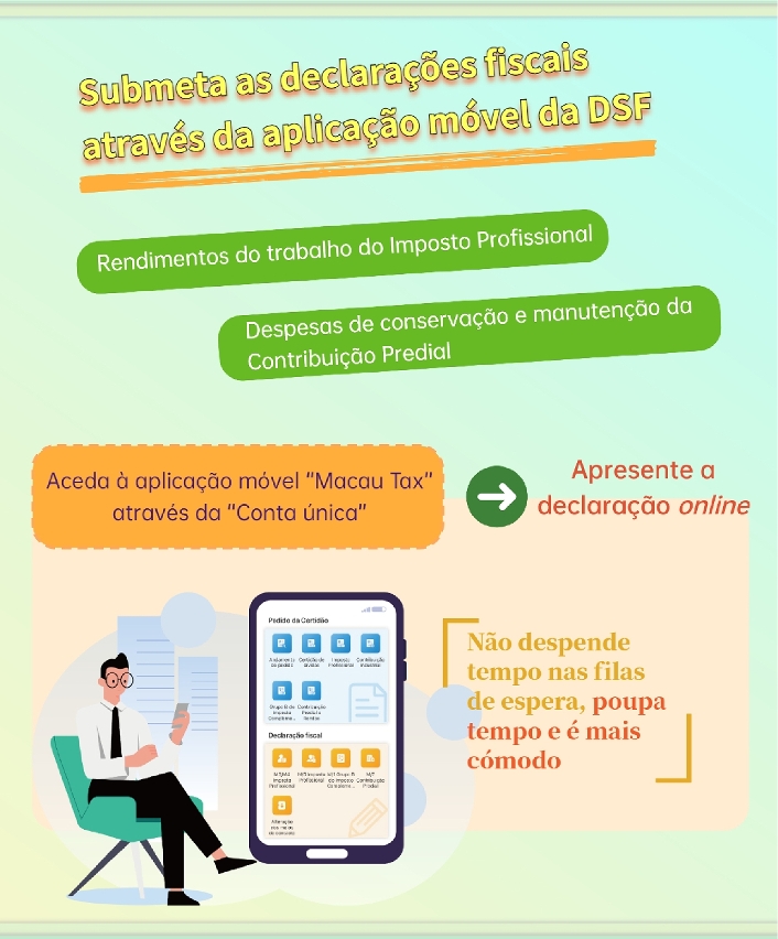 Submeta as declarações fiscais através da aplicação móvel da DSF