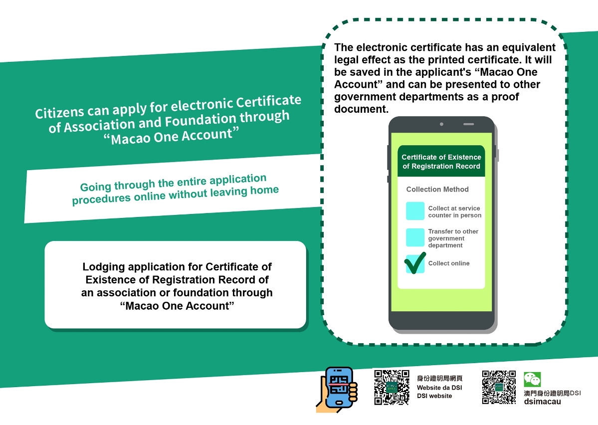 dsi issues the certificate of association and foundation by electronic means