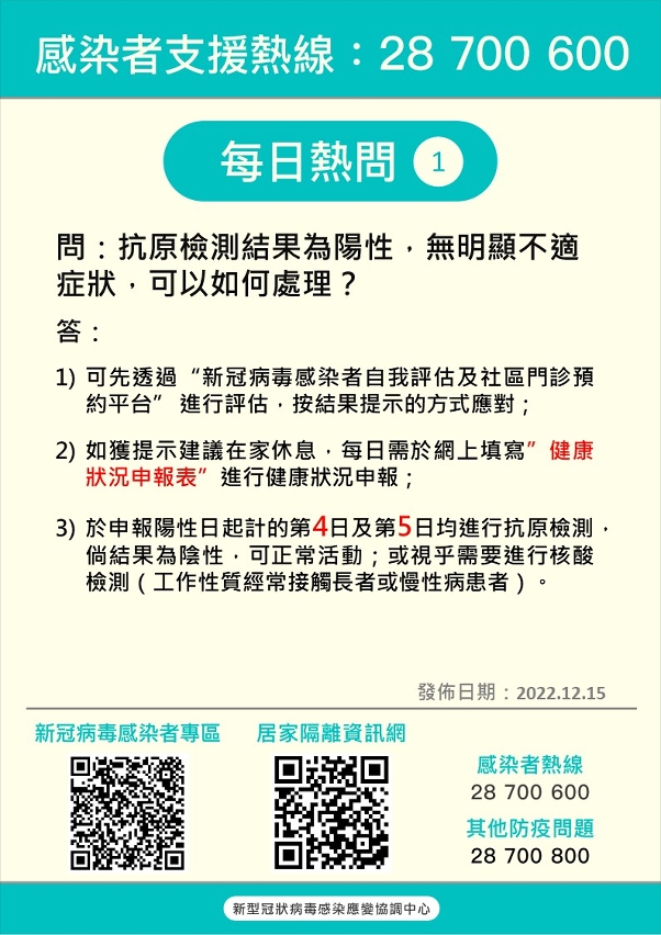 感染者支援熱線熱門問答1