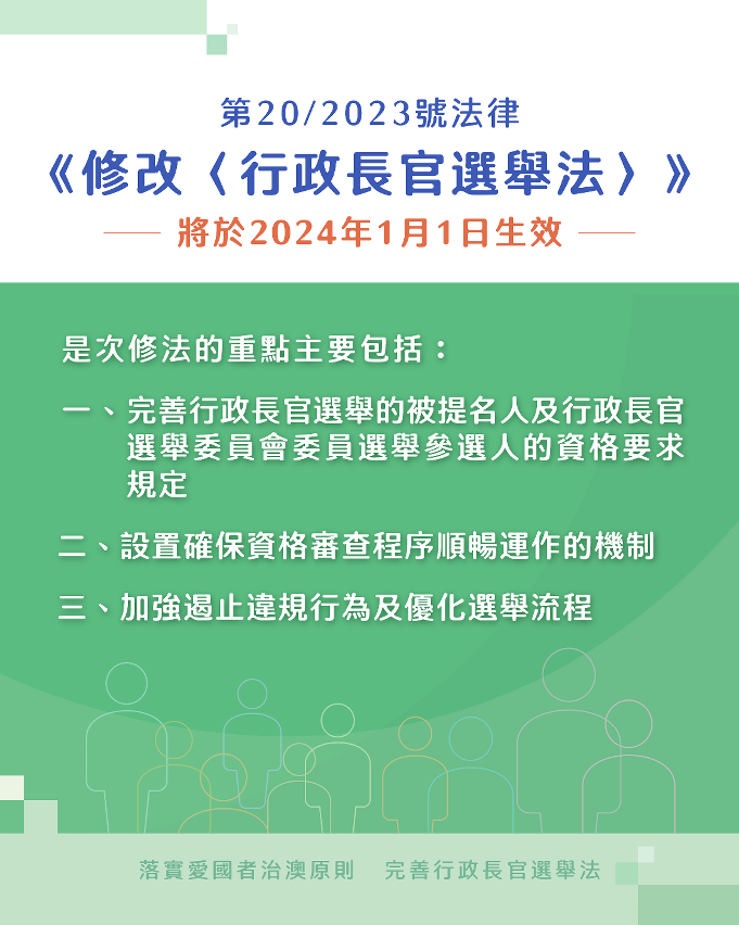 修改《行政長官選舉法》法律明生效