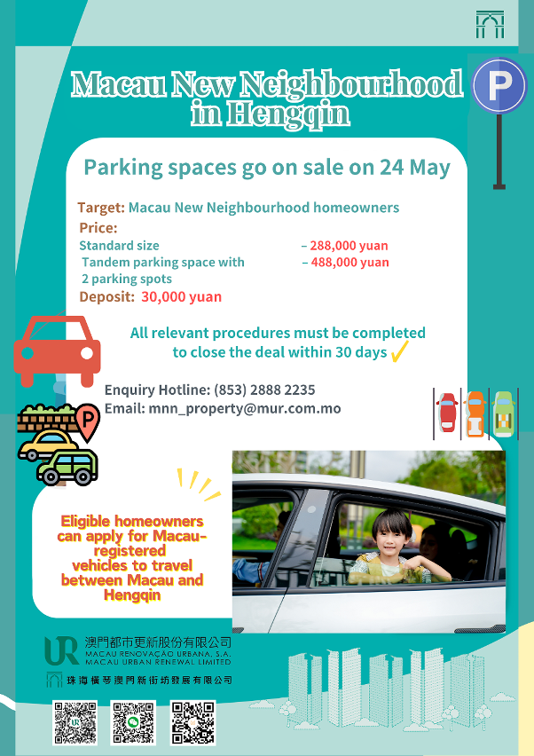 Macau New Neighbourhood parking spaces to go on sale on 24 May