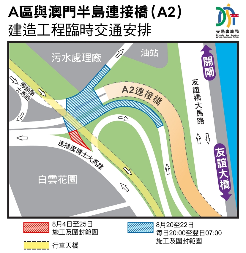 A2連接橋工程臨時交通安排