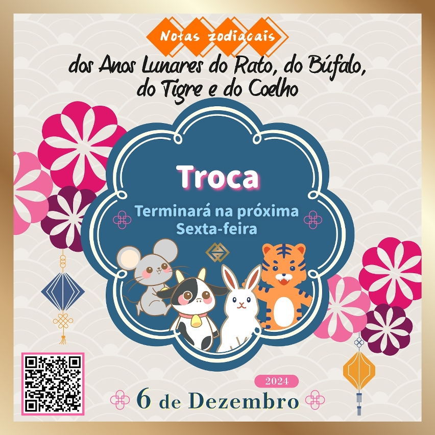 O prazo para troca das notas zodiacais dos Anos Lunares do Rato, do Búfalo, do Tigre e do Coelho terminará na próxima Sexta-feira (6 de Dezembro)