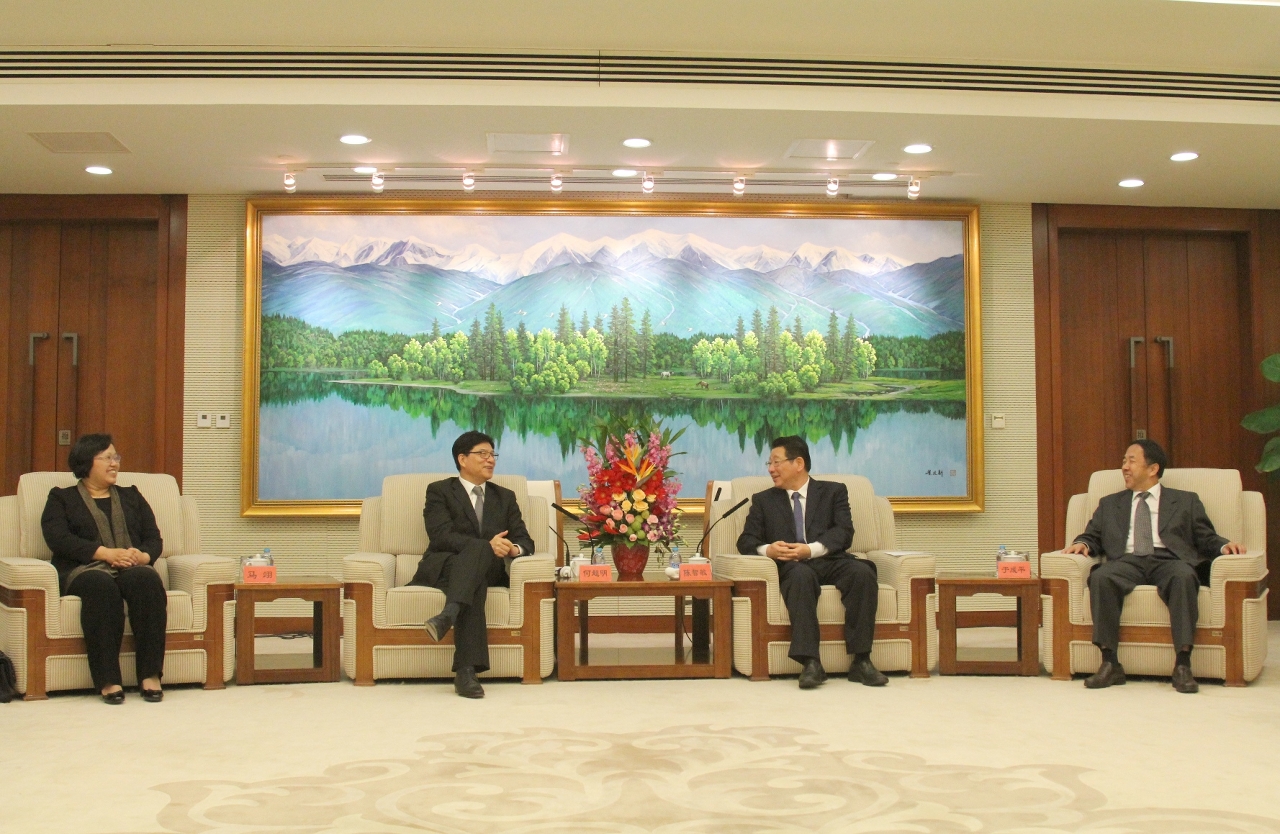 Encontro com o Chefe-Adjunto do Departamento de Segurança Pública Chen Zhimin e Chefe do Departamento dos Assuntos Policiais do Gabinete de Ligação do Governo Central em Macau Yu Chengping