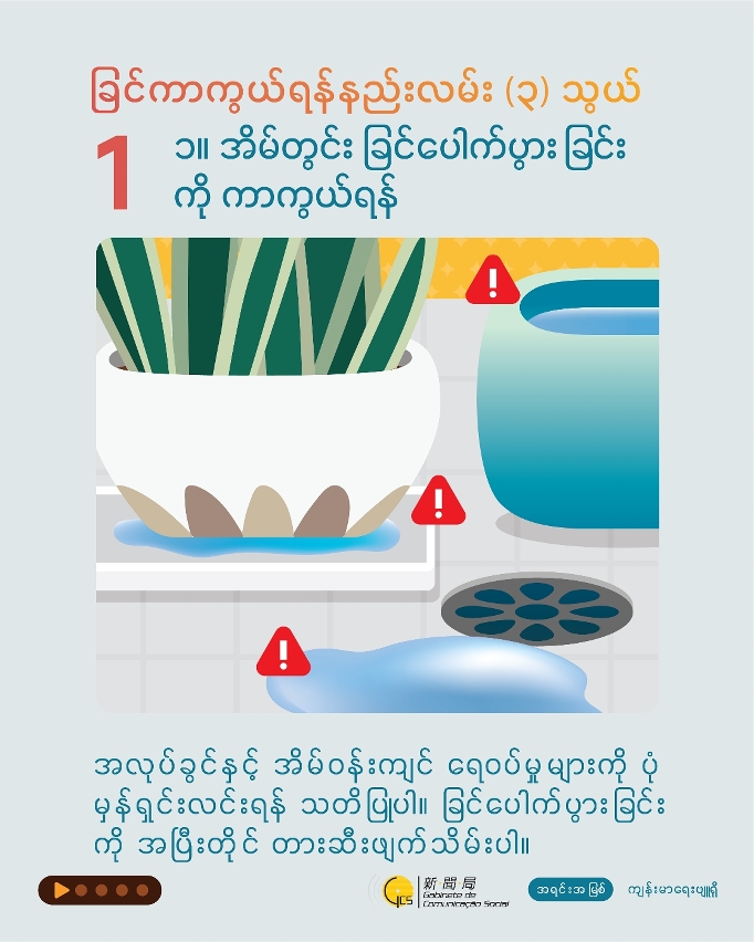 Prevent mosquito breeding at home (Burmese)