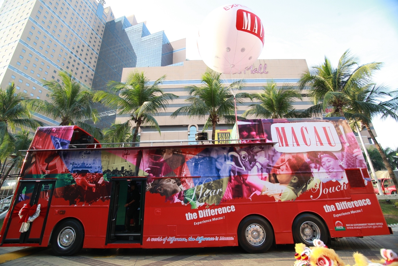 The double-decker bus showcases the five senses.