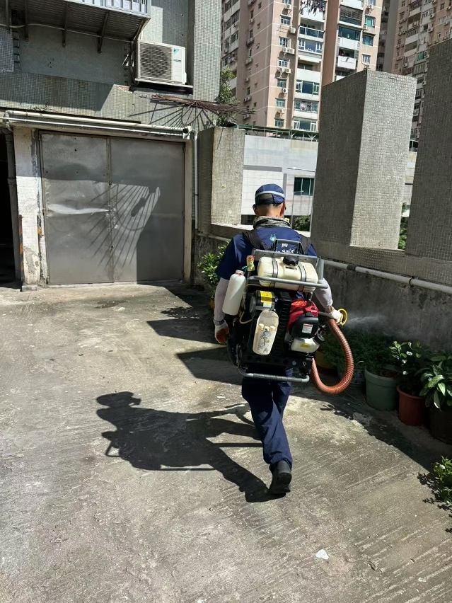 工作人員於風險區域進行化學滅蚊