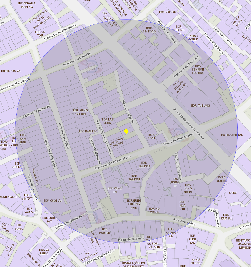 A área de risco, com um raio de 100 metros, circunda o Edf. Son Hoi, localizado na Rua do Matapau
