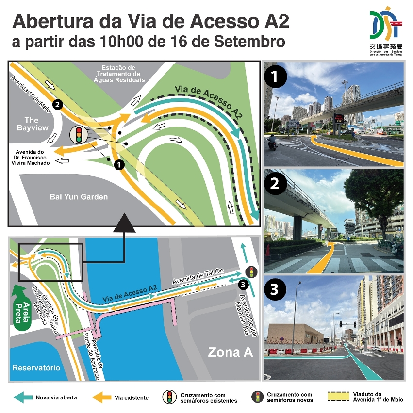 Figura 2: Abertura da Via de Acesso A2 a partir das 10h00 de 16 de Setembro