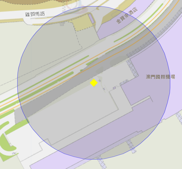 澳门机场附近风险区域100米半径范围