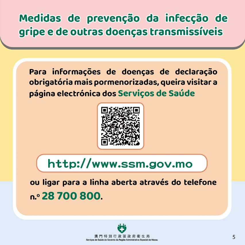 Medidas de prevenção da infecção de gripe e de outras doenças transmissíveis