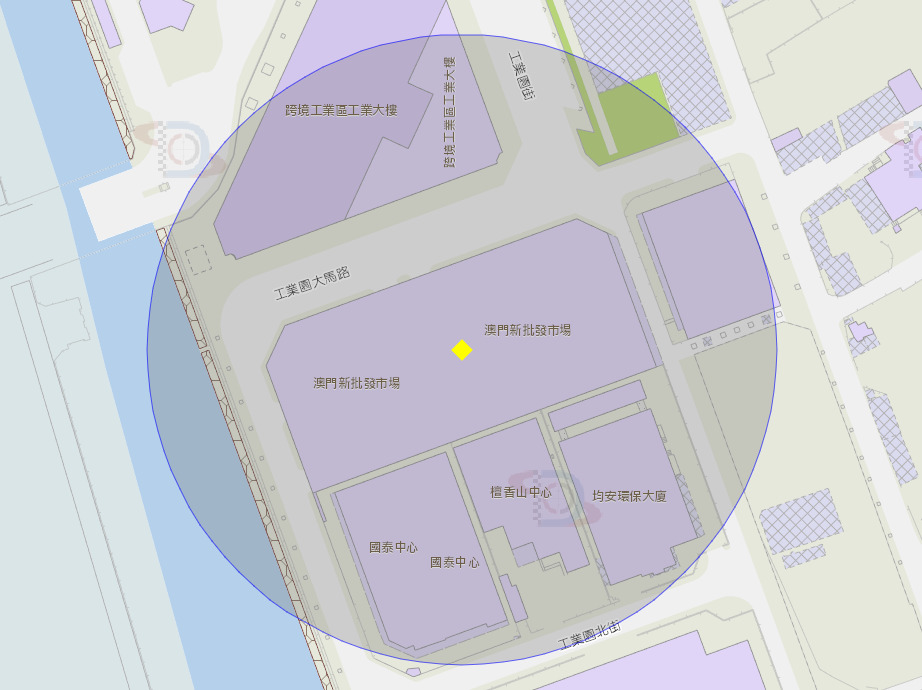 新批發市場附近風險區域100米半徑範圍