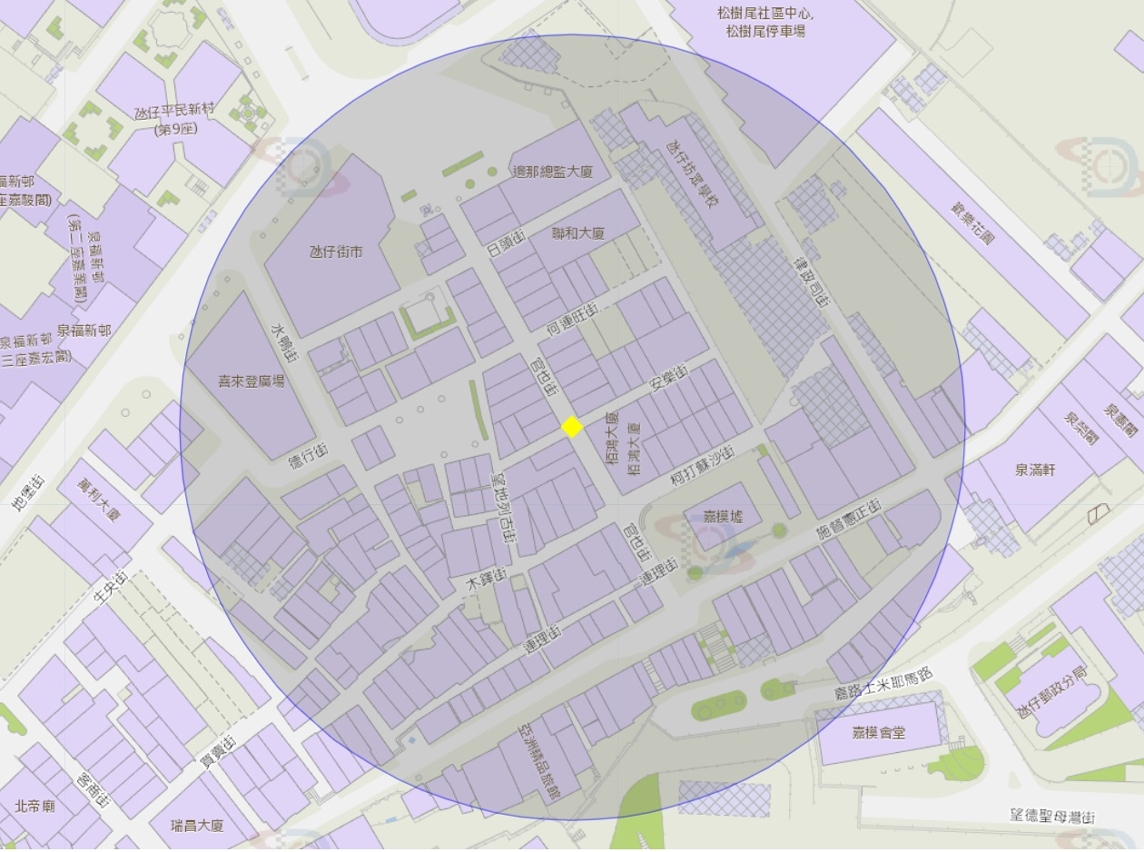 官也街附近风险区域100米半径范围