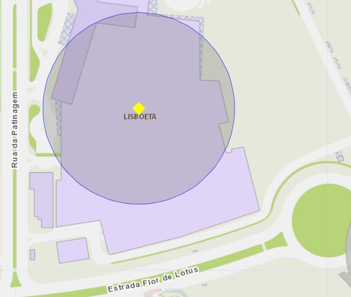 Zona de risco com um raio de 100 metros, perto do Lisboeta Macau