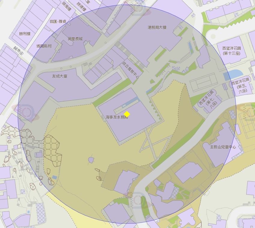 海事及水务局附近风险区域100米半径范围