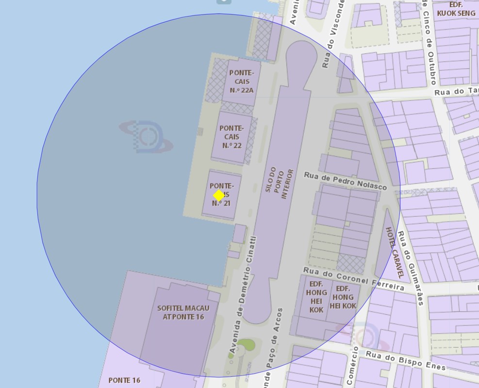4. área de risco, com um raio de 100 metros perto da ponte cais n.º 21 da avenida de demétrio cinatti