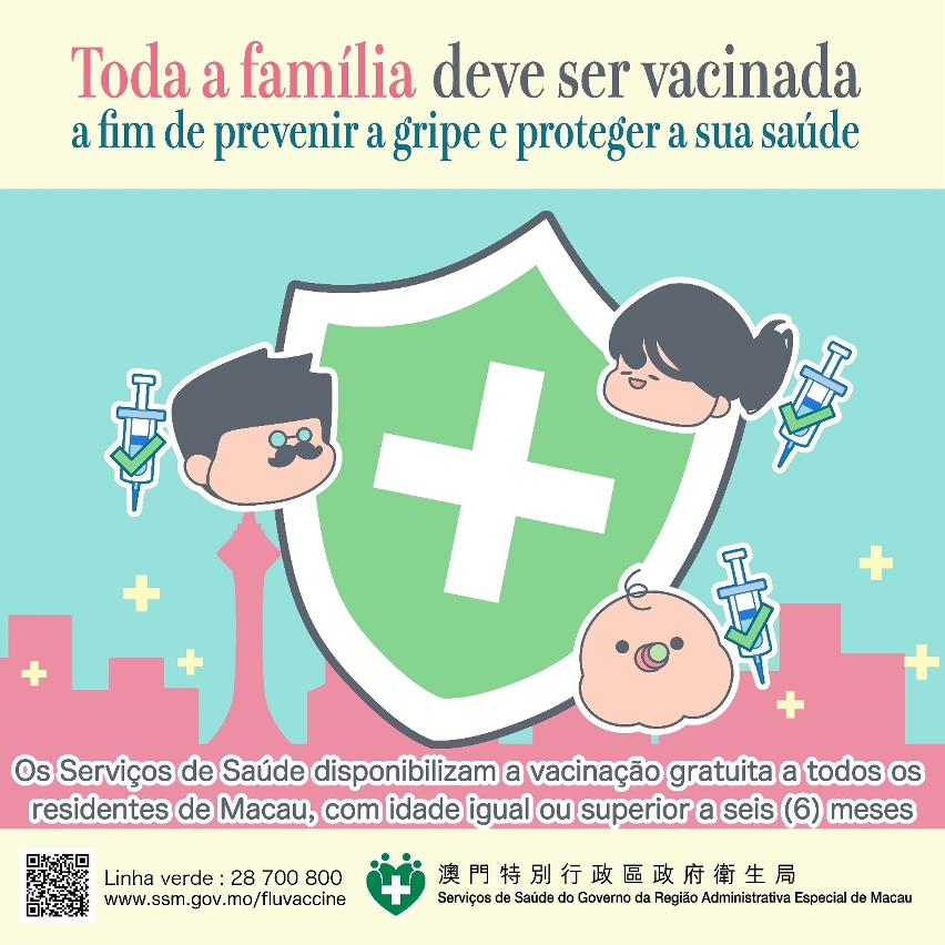 Toda a família deverá estar vacinada para prevenir a gripe e proteger a sua saúde