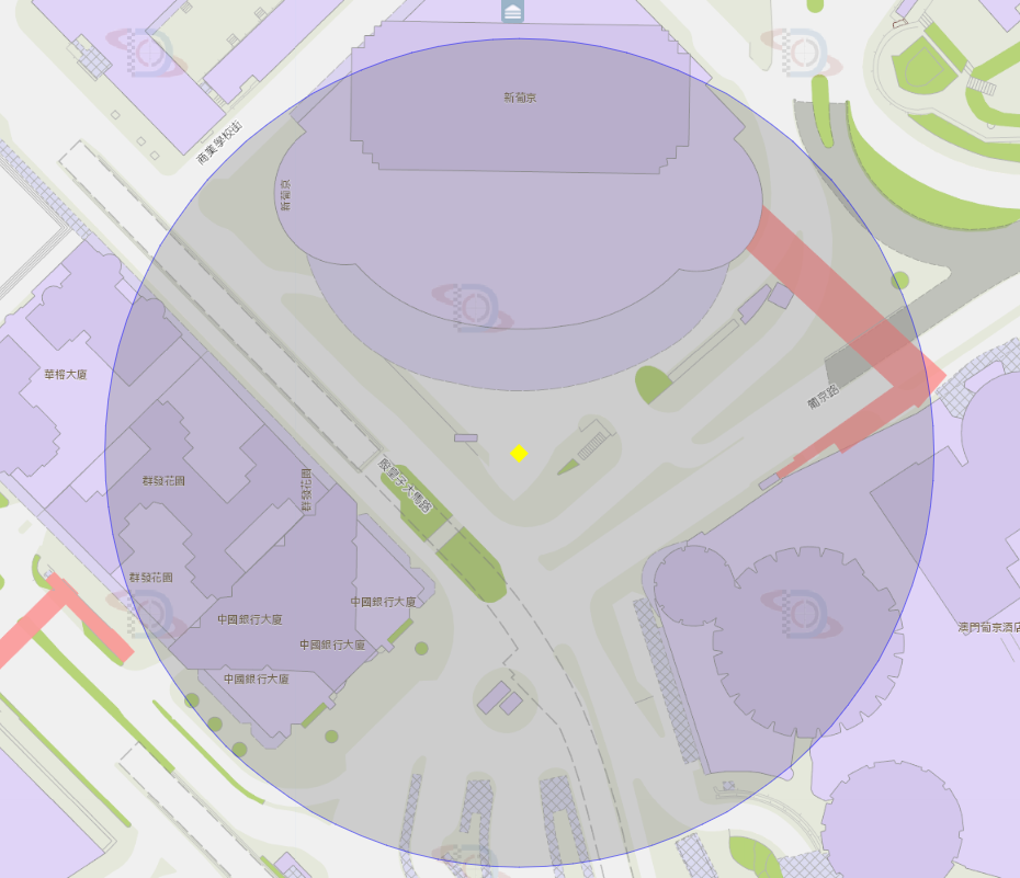 澳门新葡京附近风险区域100米半径范围