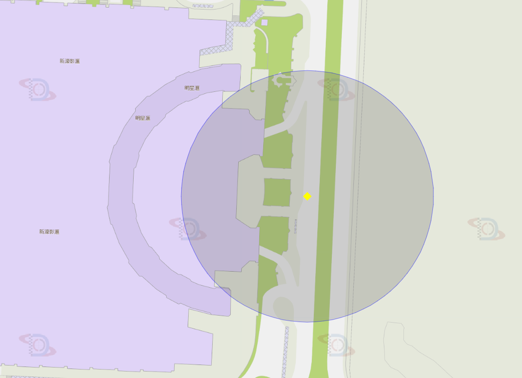 新濠影匯巴士站附近風險區域100米半徑範圍