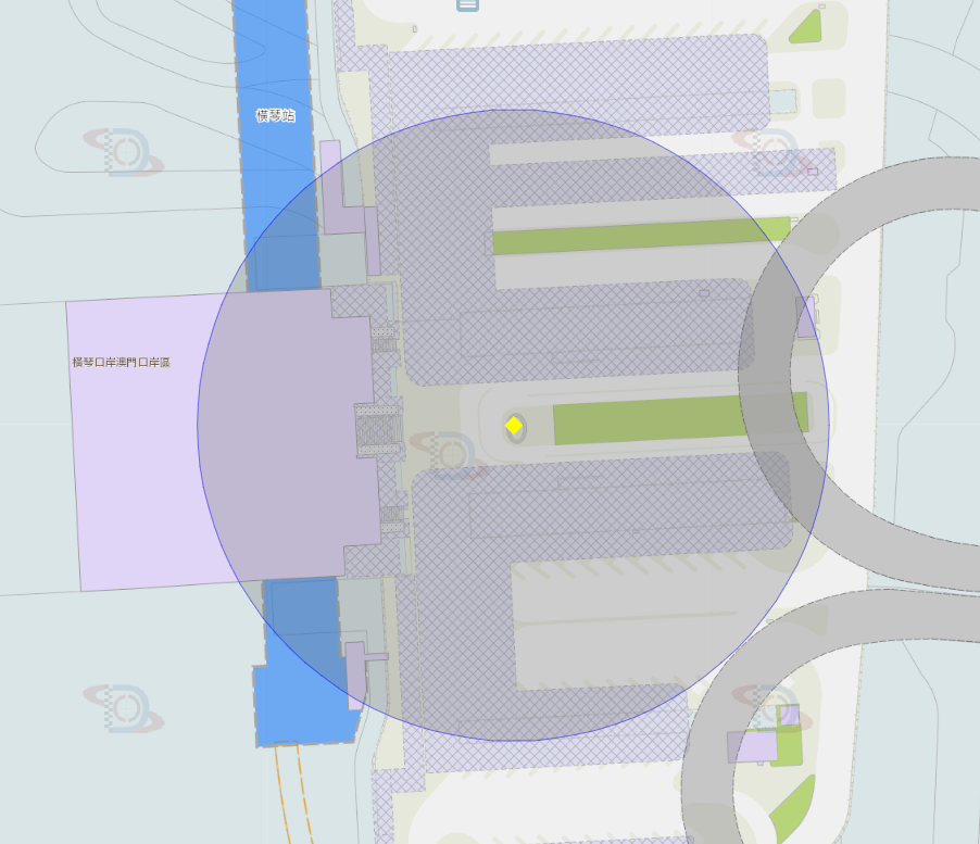 橫琴口岸澳門口岸區巴士等候區附近風險區域100米半徑範圍