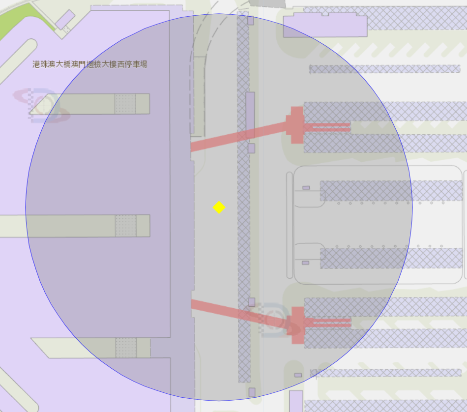 港珠澳大橋澳門口岸附近風險區域100米半徑範圍