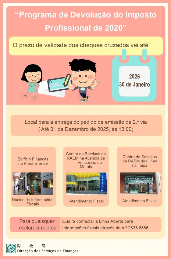 “Programa de Devolução do Imposto Profissional de 2020” Prazo de validade do cheque cruzado e prazo para o pedido de emissão de 2.ª via do mesmo