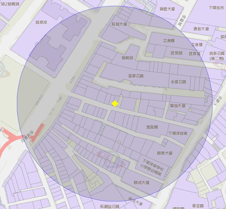 澳门河边新街小贩巷环栢苑附近风险区域100米半径范围