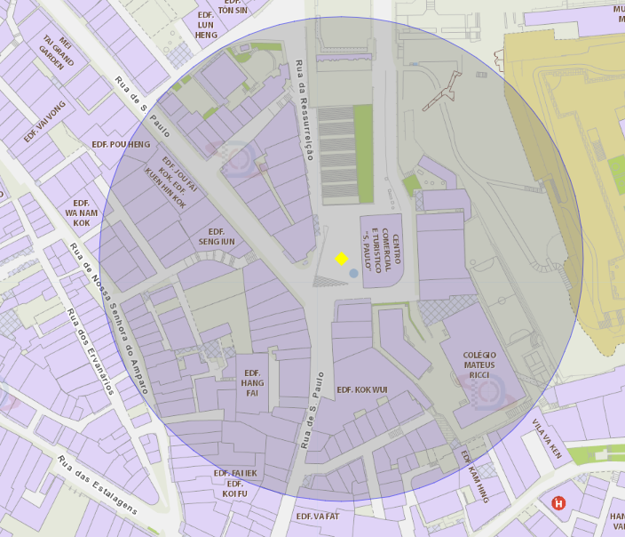 A área de um raio de 100 metros ao redor da rua de são paulo está delimitada como zona de risco