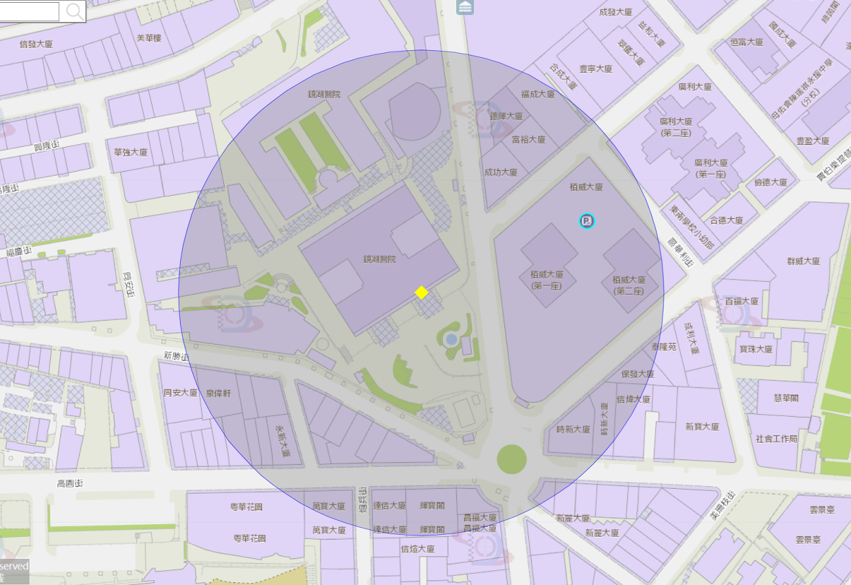 镜湖医院附近风险区域100米半径范围